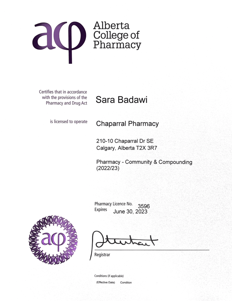 Chaparral Pharmacy licence