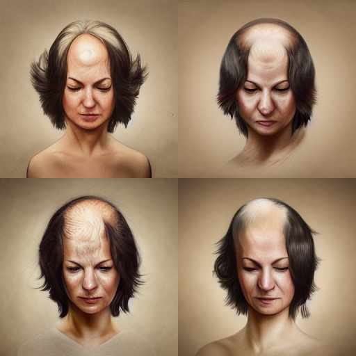Artistic imaginations of women having hair loss problems.
