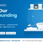Illustration of the compounding lab at Chaparral Compounding Pharmacy – Remedy’sRx in Chaparral, SE Calgary, with mortar and pestle, flavoured medicine and pet-friendly medication